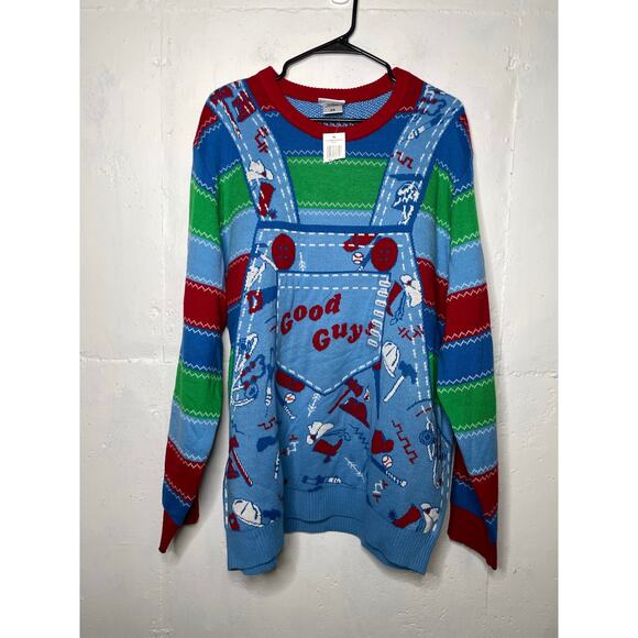 NEW Chucky Good Guy Knit Sweater Novelty Halloween Adult Size 2X - Picture 1 of 5